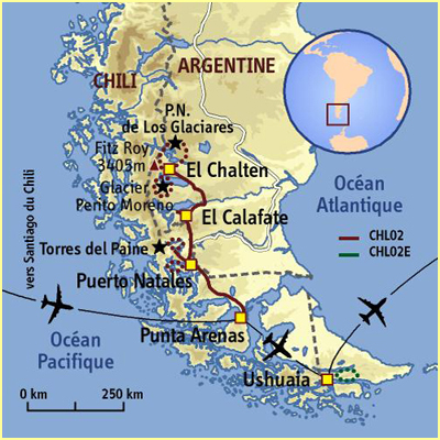 map patagonie perito moreno